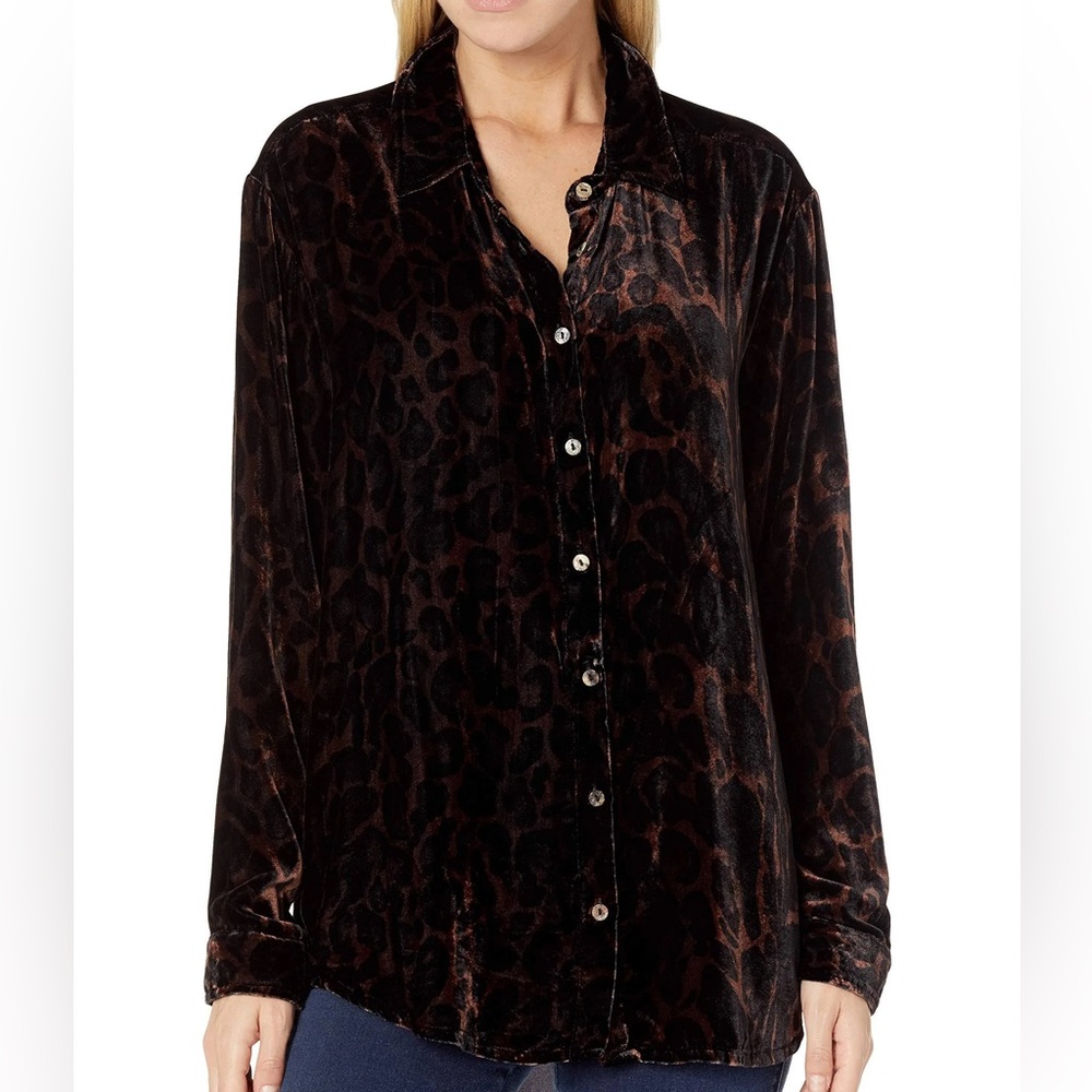 Johnny Was Torine Velvet Oversized Button-Front Short Women’s Small Floral